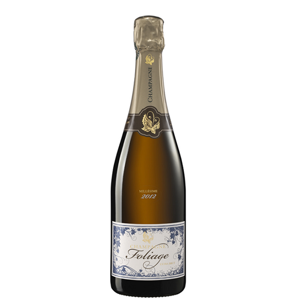 En kasse med 6 flasker BIO Champagne Foliage Millesime 2012 Extra Brut, 75cl